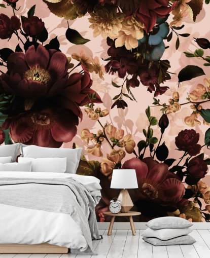 Papel de parede Dark Maroon Flowers