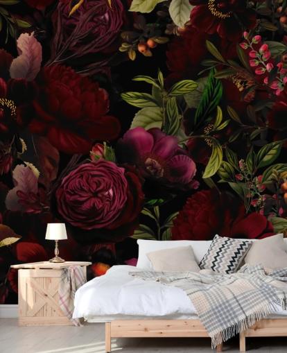 papier peint floral personnalisable violet appelé Moody Maroon par Uta Naumann pour les chambres papier peint floral personnalisable violet appelé Moody Maroon par Uta Naumann pour les chambres