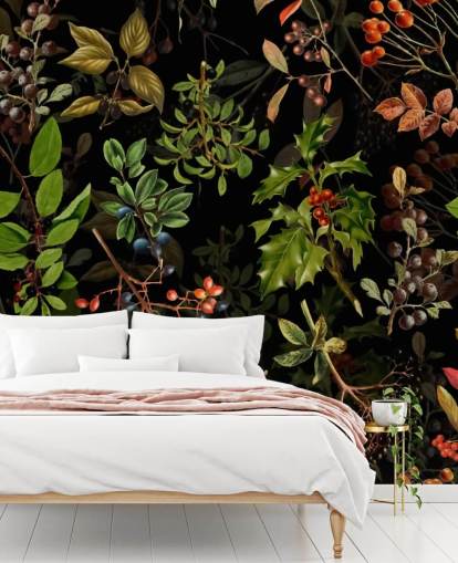 Fondo de pantalla de bayas de bosque sobre fondo negro