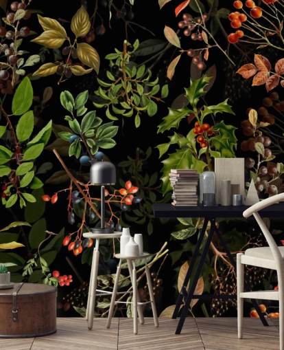 Woodland bær på svart bakgrunn bakgrunn Woodland bær på svart bakgrunn bakgrunn