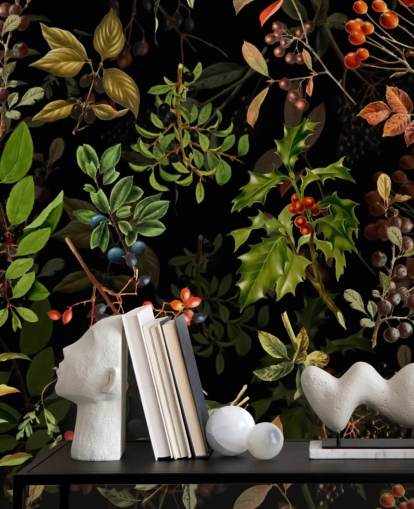 Skogsbär på svart bakgrund Bakgrund