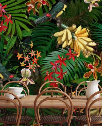 Carta da Parati Banana, Palma e Fiori