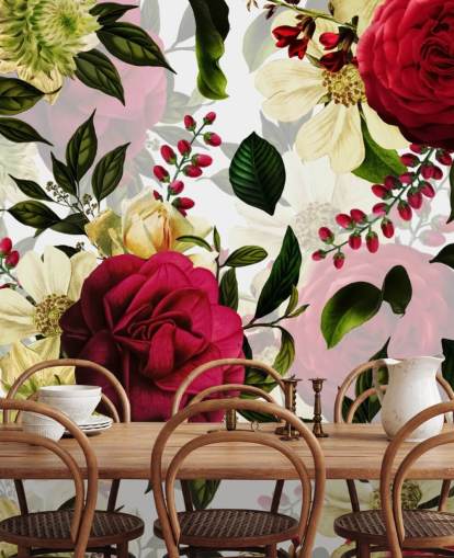 Beautiful Dark Pink Roses with Green Leaves Wallpaper