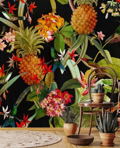 Papel pintado Piña y pájaros Papel pintado Piña y pájaros