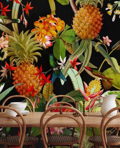Ananas och fåglar Bakgrund Ananas och fåglar Bakgrund