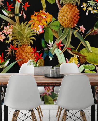 Papel pintado Piña y pájaros