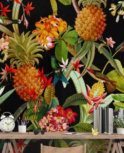 Ananas og Fugle Baggrund Ananas og Fugle Baggrund