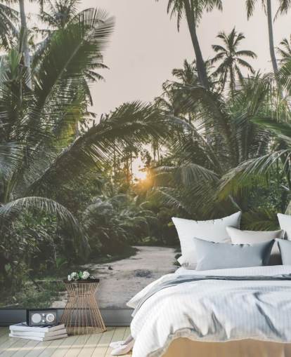 Sun Shining Through Jungle Wall Mural