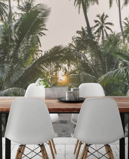 Sun Shining Through Jungle Wall Mural