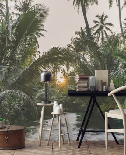 Sun Shining Through Jungle Wall Mural