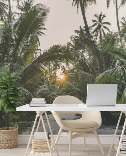 Sun Shining Through Jungle Wall Mural