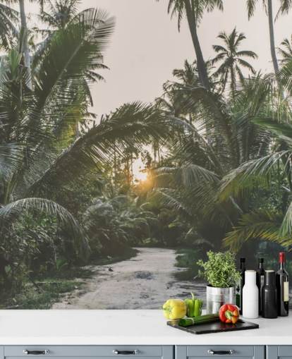 Sun Shining Through Jungle Wall Mural