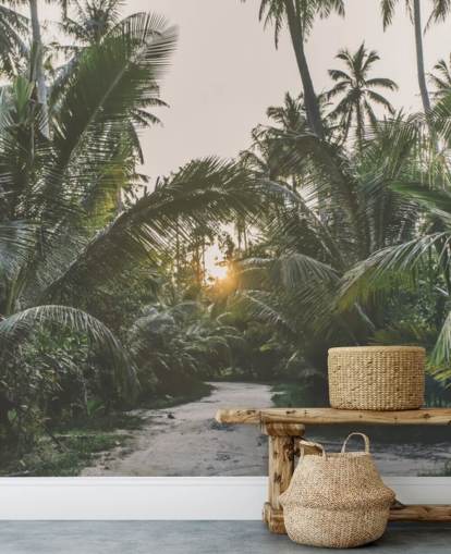 Sun Shining Through Jungle Wall Mural