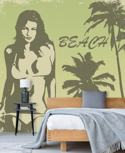 Carta da parati con poster ragazza sulla spiaggia Carta da parati con poster ragazza sulla spiaggia