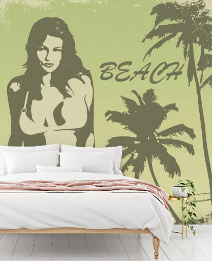 Papier Peint Bikini Fille sur la Plage