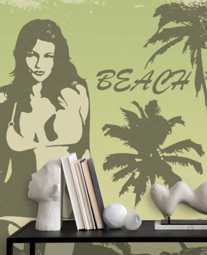 Bikini Girl on Beach Poster Wallpaper Bikini Girl on Beach Poster Wallpaper