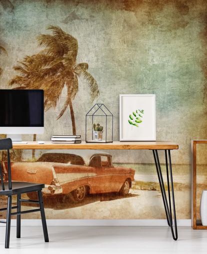 Papier Peint Voiture Vintage sur la Plage