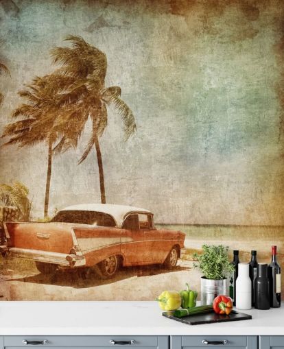 Papier Peint Voiture Vintage sur la Plage