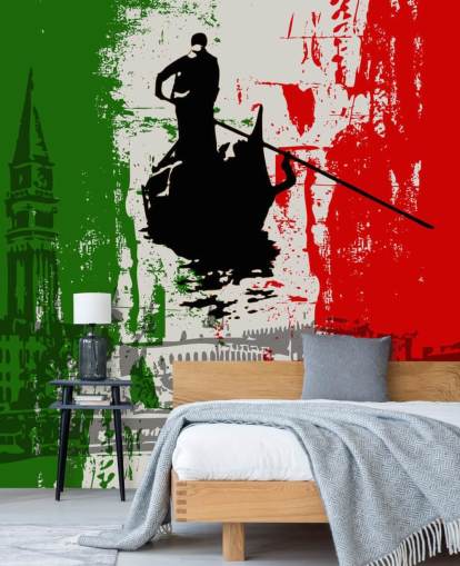 Italian Flag and ventian views wallpaper