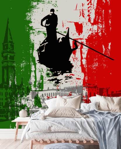Italian Flag and ventian views wallpaper