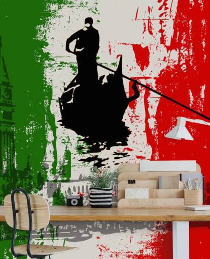 Italiaanse vlag en ventian views behang