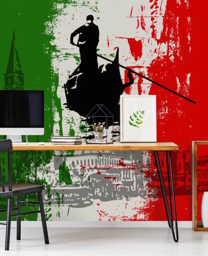 Fondo de pantalla de bandera italiana y vistas venecianas Fondo de pantalla de bandera italiana y vistas venecianas