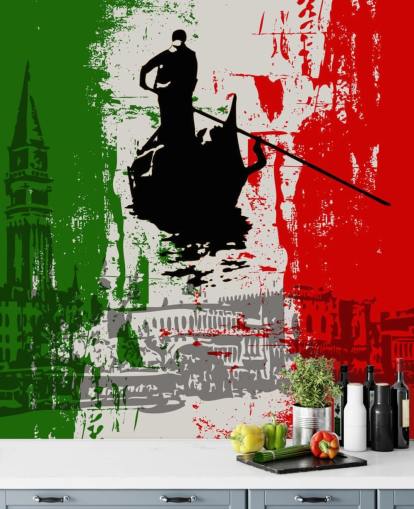 Carta da parati con bandiera italiana e viste venete