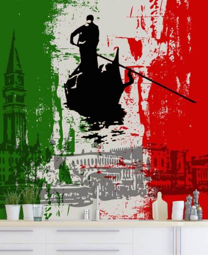 Italiensk Flag og Ventian udsigt tapet Italiensk Flag og Ventian udsigt tapet