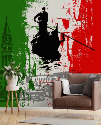 Italienische Flagge und venezianische Ansichten Wallpaper
