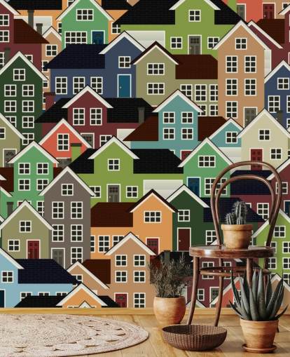 Colourful Houses Abstract Wallpaper Colourful Houses Abstract Wallpaper
