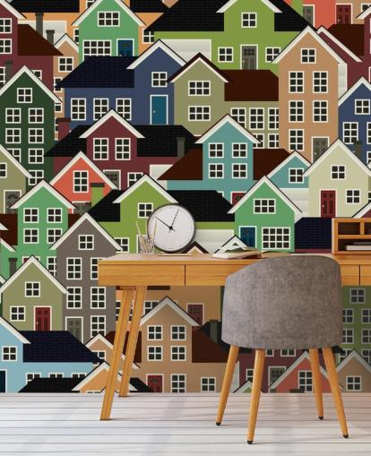 Colourful Houses Abstract Wallpaper Colourful Houses Abstract Wallpaper