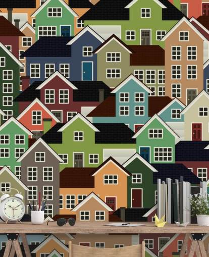 Colourful Houses Abstract Wallpaper