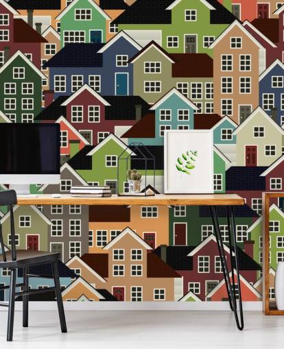 Färgglada hus abstrakt Bakgrund