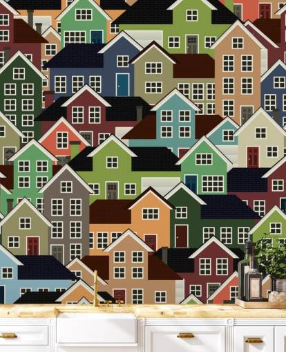 Colourful Houses Abstract Wallpaper