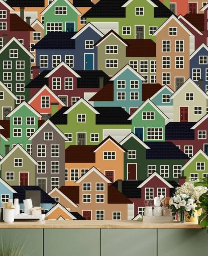 Colourful Houses Abstract Wallpaper