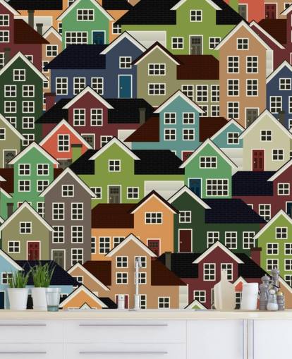 Colourful Houses Abstract Wallpaper