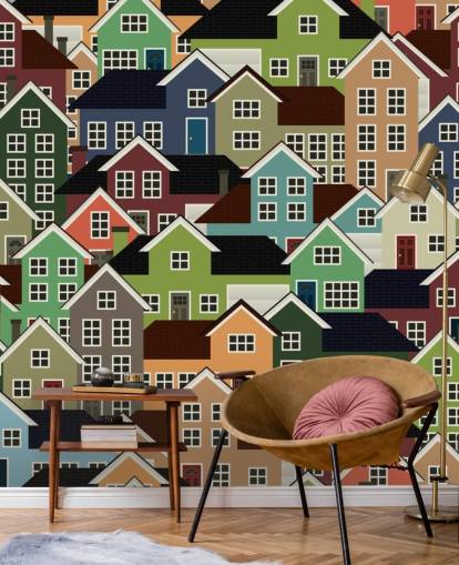 Colourful Houses Abstract Wallpaper