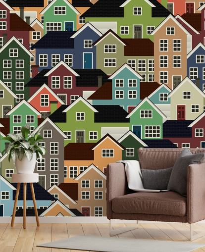 Colourful Houses Abstract Wallpaper