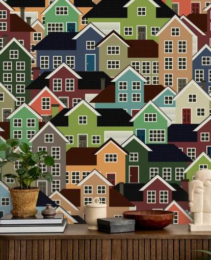 Färgglada hus abstrakt Bakgrund