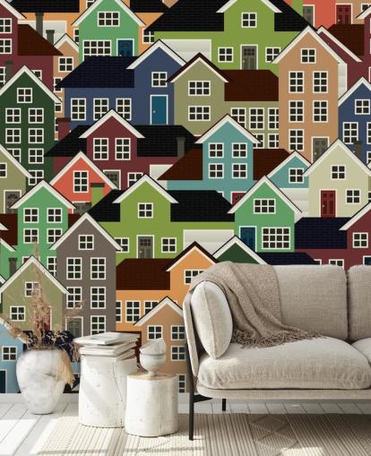 Colourful Houses Abstract Wallpaper