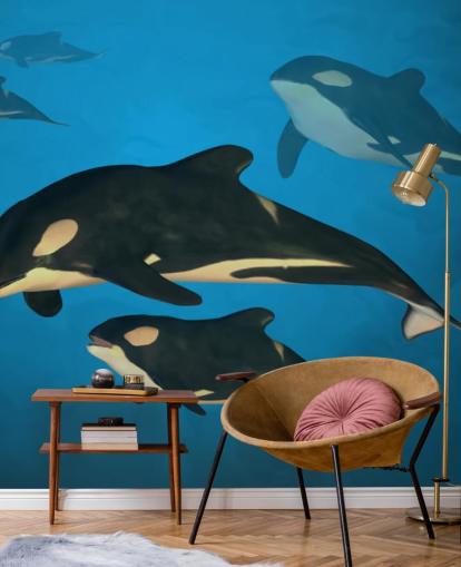 Orca-Whale-Familie Fototapete