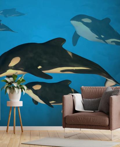 Orca Whale Family Wall Mural