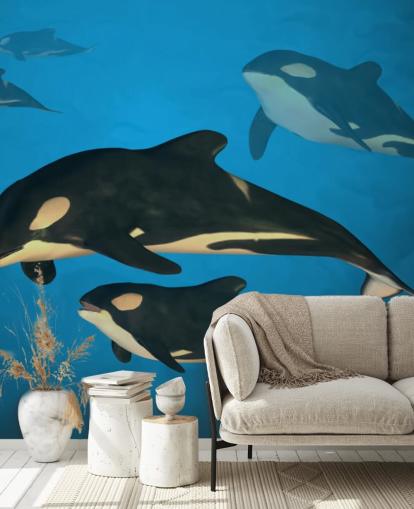 Orca Whale Family Vægmaleri Orca Whale Family Vægmaleri