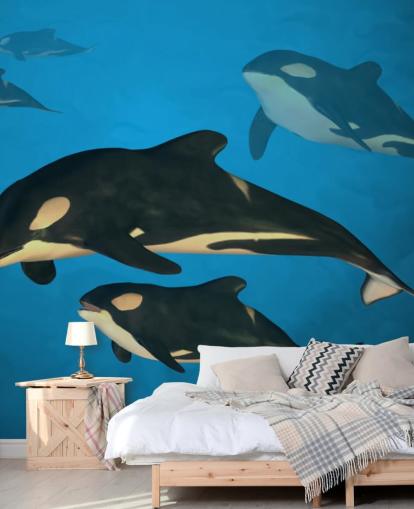 Orca Whale Family Vægmaleri