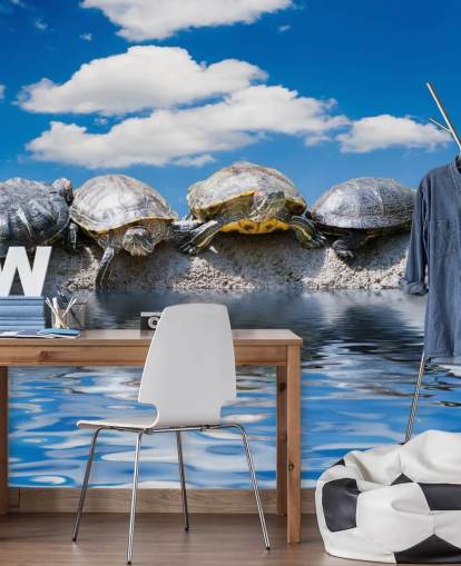 Schildpadden Chillen op een rotswand muurschildering