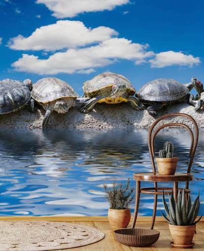 Mural de pared Tortugas escalofriantes en una roca