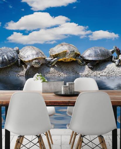 Decorazione murale con tartarughe che si rilassano su una roccia