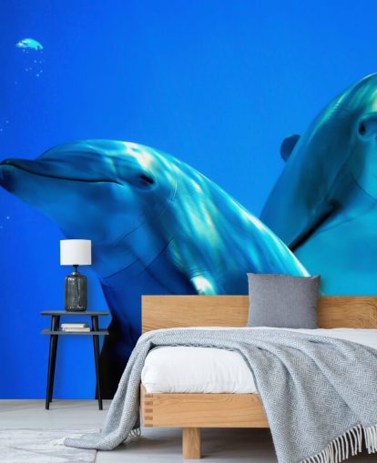 Två Dolphin vänner leende på kamerans väggmålning Två Dolphin vänner leende på kamerans väggmålning