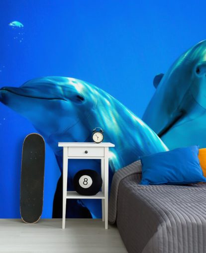 Mural de pared Dos amigos delfines sonriendo a cámara