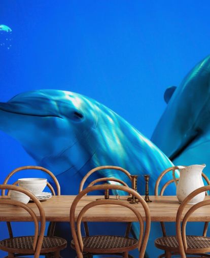 Two Dolphin Friends Smiling at Camera Wall Mural